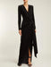 Sophisticated Asymmetrical Velvet Evening Dress with Alluring Deep V-neck