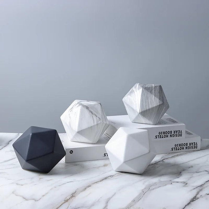 Elegant Marbled Ceramic Geometric Polyhedron Decorative Ball