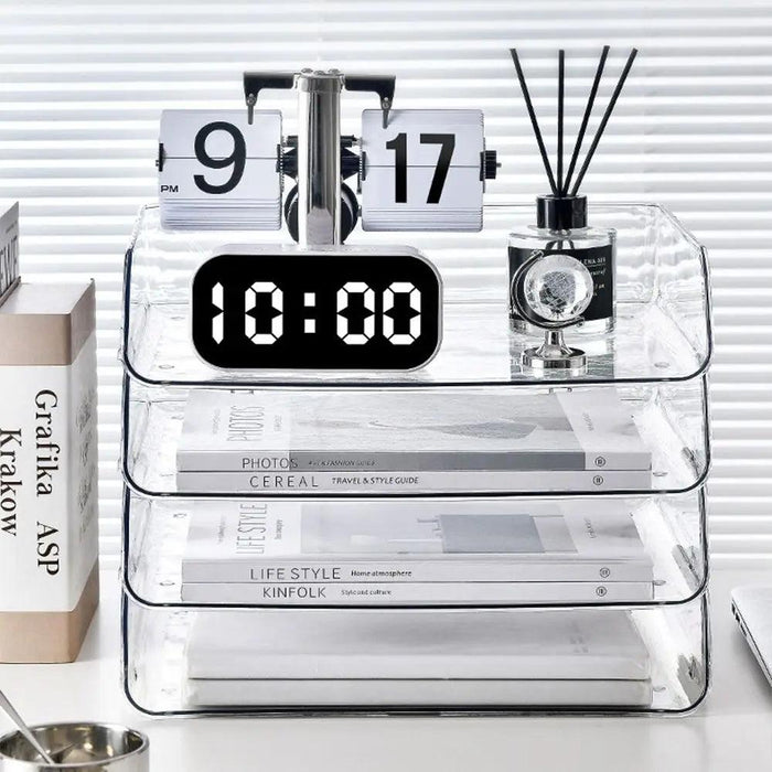 Transparent Acrylic A4 File Storage Organizer - Stackable Desktop Rack for Papers and Magazines