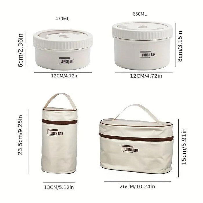 Stainless Steel Thermal Bento Lunch Box Set with Portable Stackable Design