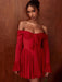 Chic Off-shoulder Backless Red Mini Dress for Women