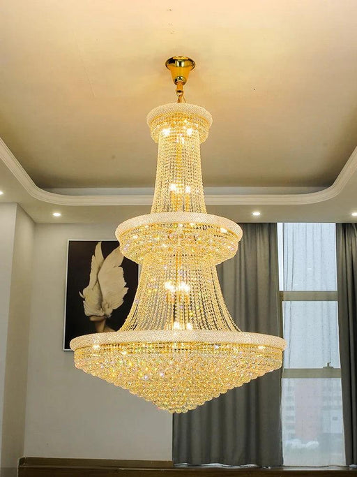 Opulent Chrome Crystal Chandelier - Elegant Lighting Solution for Luxury Hotels, Villas, and High-End Interiors