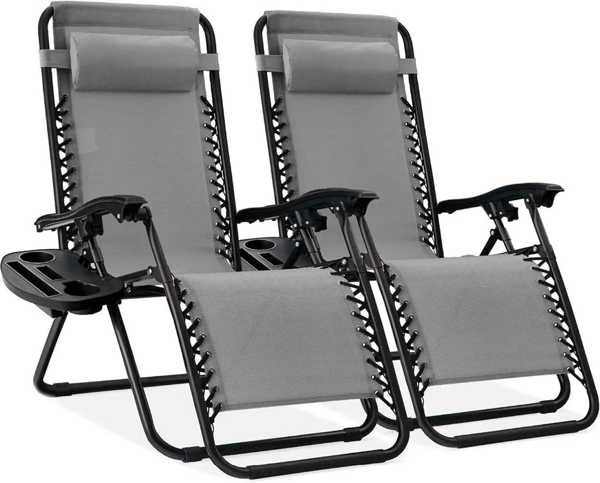 Luxury Zero Gravity Lounge Chairs Set with Accessories in Elegant Black