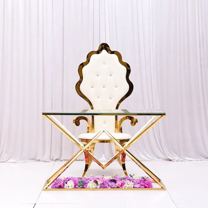 Elegant Stainless Steel Royal Throne Chair for Weddings and Banquets