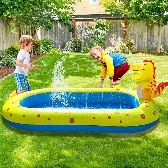 Adorable Dinosaur Inflatable Kids' Splash Fountain - 3-in-1 Backyard Water Sprinkler Toy for Summer Fun