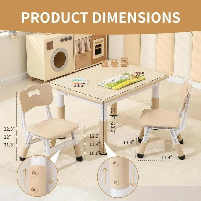 Adjustable Toddler Activity Table and Chair Set for Kids Aged 3-8