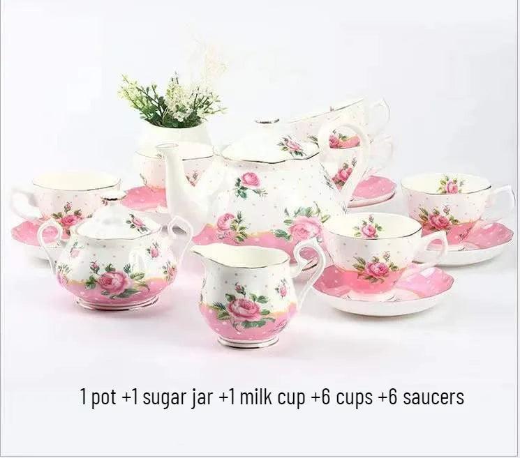 Elegant 15-Piece Bone China Afternoon Tea Set – Luxurious European Teaware Collection