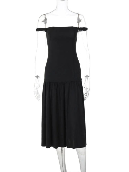 Elegant Ankle-Length Sleeveless Dress with Alluring Slash Neck - Perfect for Autumn Parties and Events