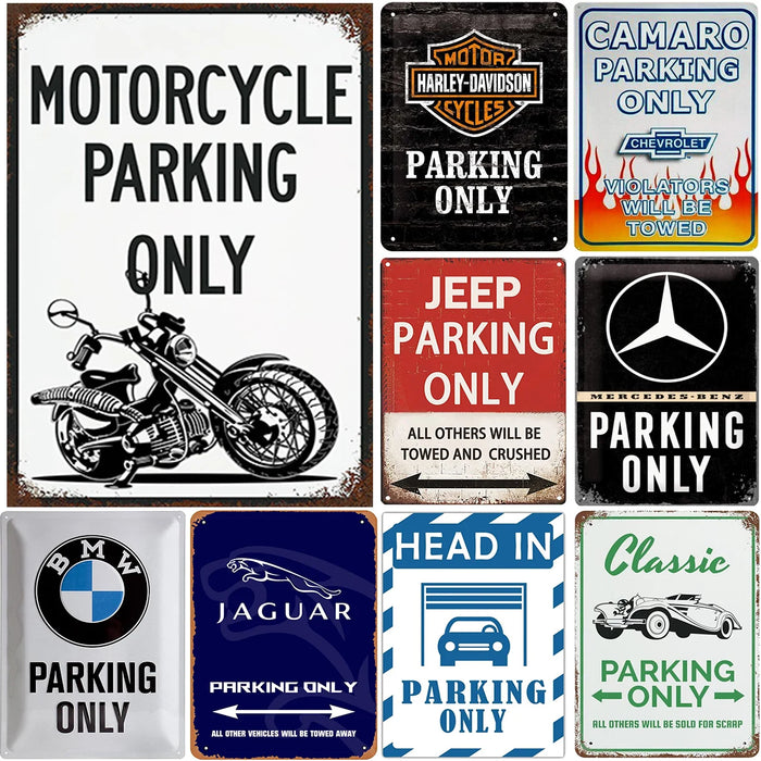 Retro Vintage Motorcycle Tin Sign Collection - Classic Garage Decor Set for Home, Man Caves, and Bars