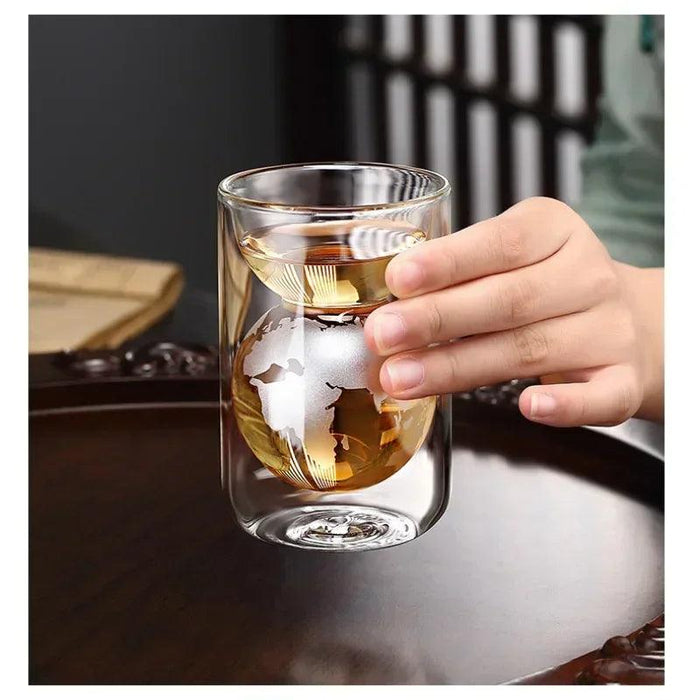 Artisan Crafted Double-Walled Glass Cup for Chic Home & Office Enjoyment