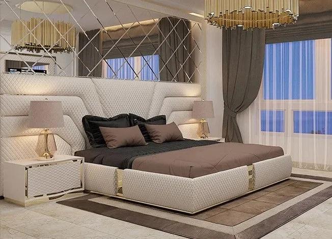 Elegant Customizable Leather King Bed Frame - Modern Luxury Design