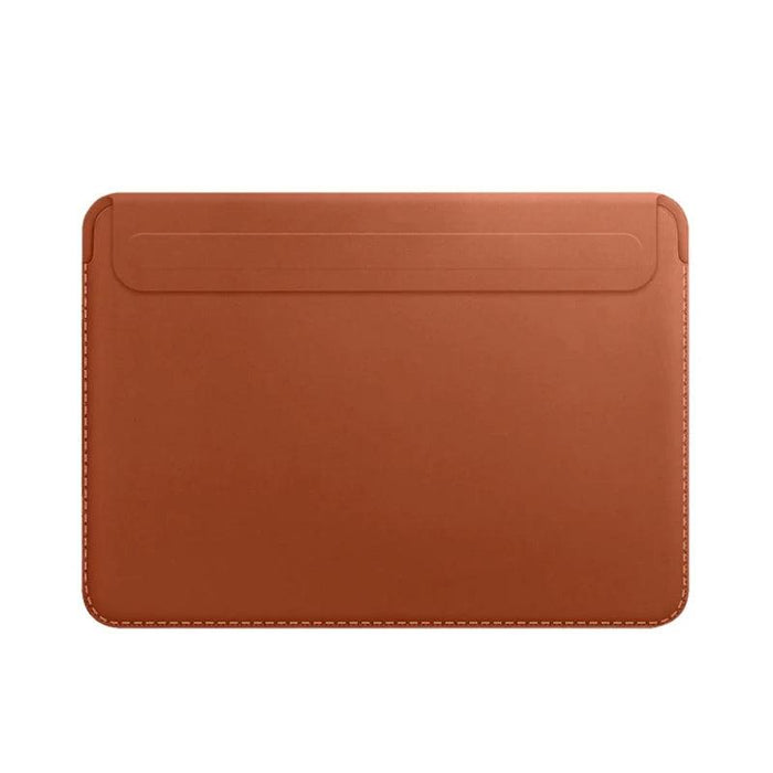 Sleek PU Leather MacBook Sleeve with Magnetic Closure - Brown/Black Case for 13.3/14 Inch Laptops