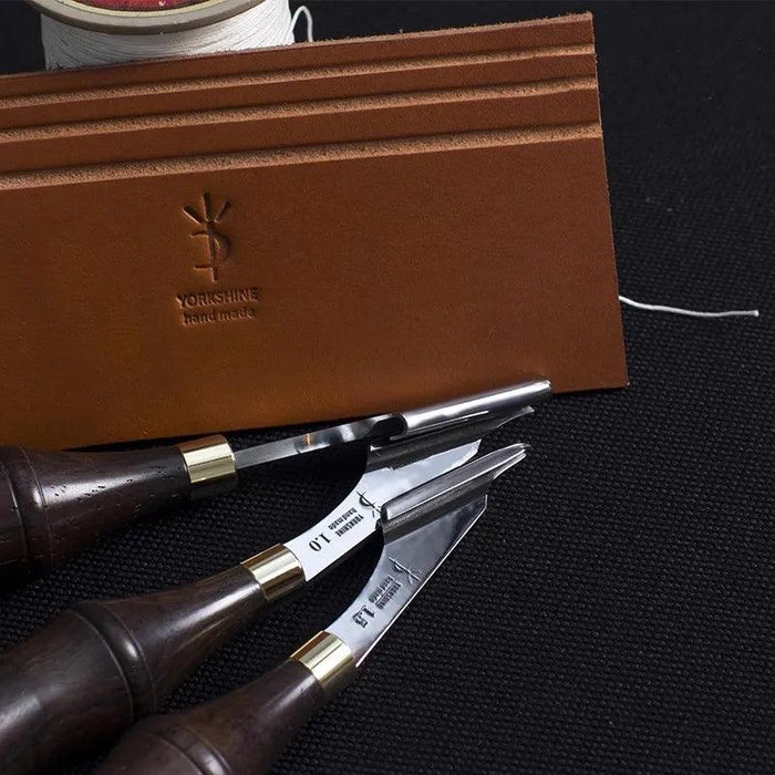 Artisan Leather Groover Tool Set with Premium Walnut Handle