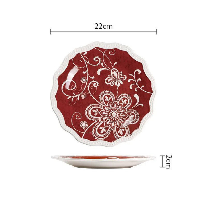 Vibrant Underglaze Ceramic Dinner Plates for Steak, Pasta, and Salad - Stylish Dishware for Your Kitchen