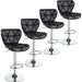 Set of 4 Retro Brown Adjustable Swivel Bar Stools with Shell Back