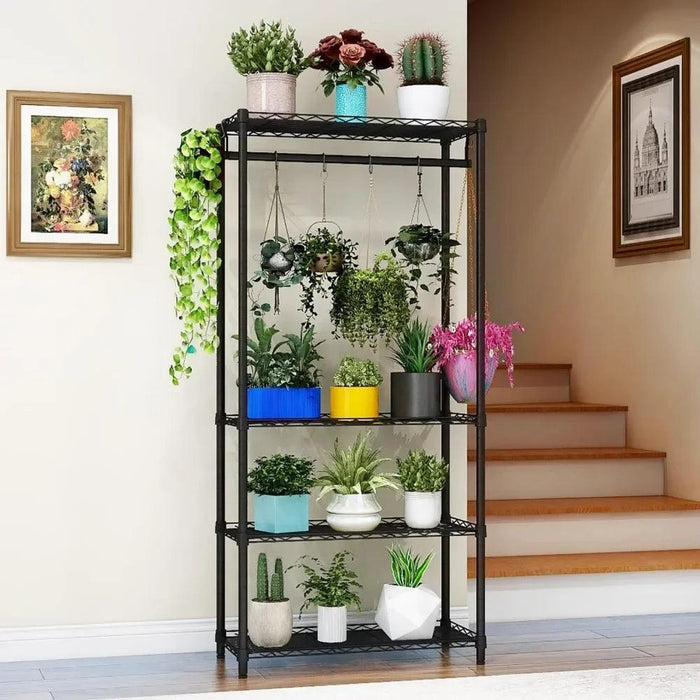 Customizable Plant Display Stand with Adjustable Hooks for Unique Plant Arrangements