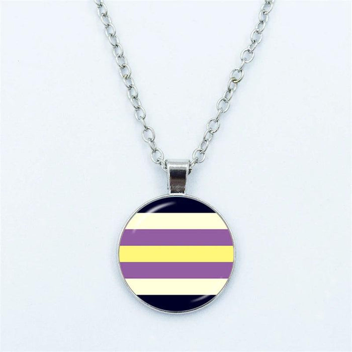 Vibrant Customizable Rainbow Glass Pendant Necklace for Love and Pride Celebration