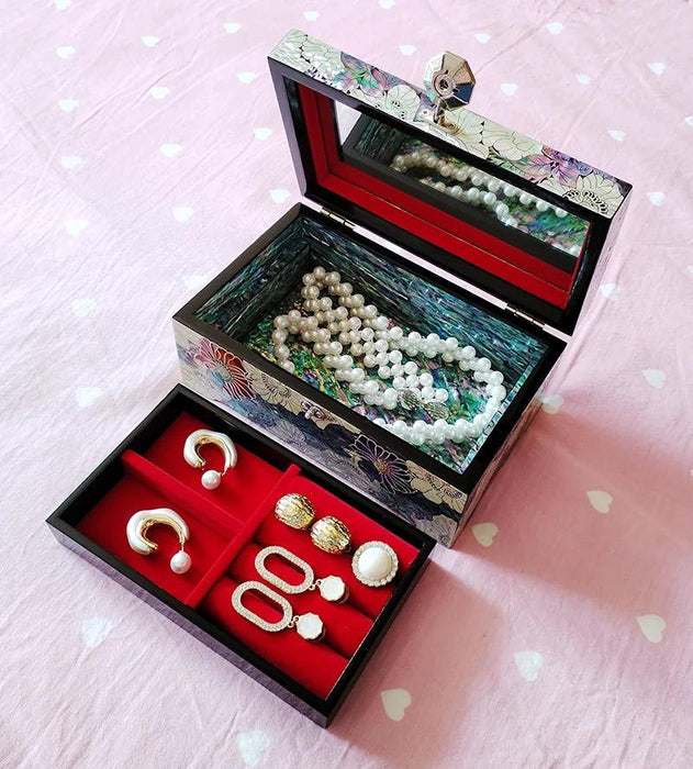 Stunning Abalone Inlay Mother of Pearl Jewelry Organizer - A Luxurious Haven for Treasured Keepsakes