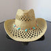 Lake Blue Western Cowboy Straw Hat Unisex with Adjustable Size