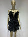 Chic Black Feather Strapless Evening Dress for Women