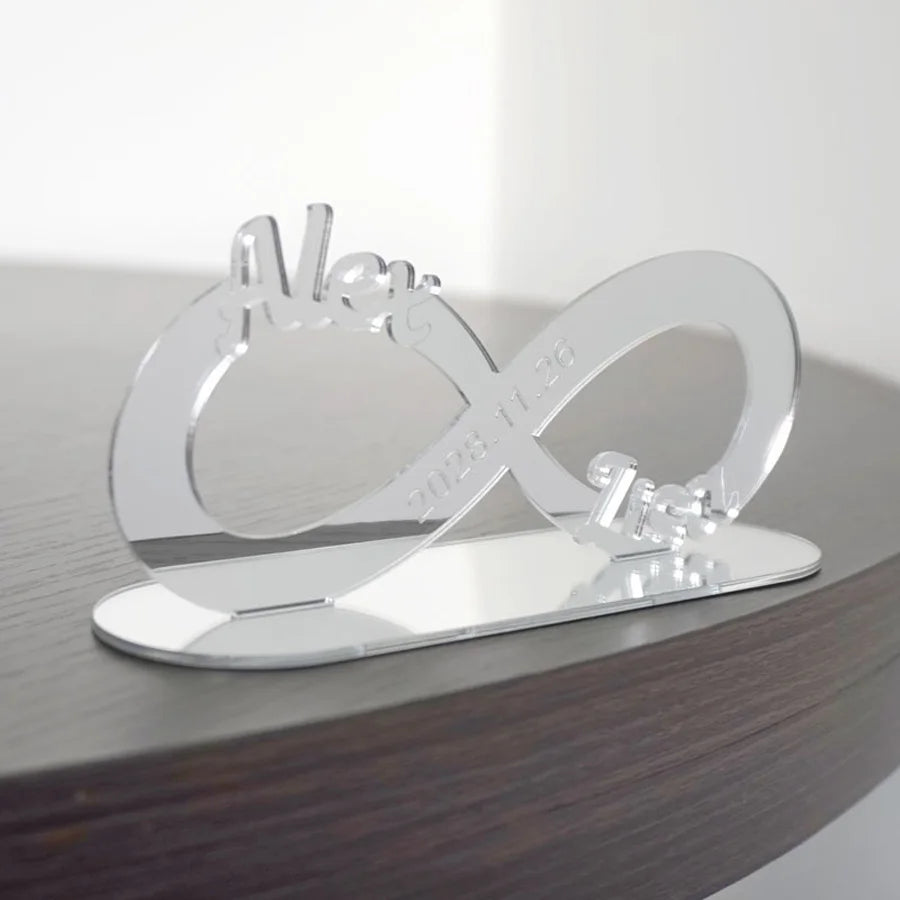 Elegant Personalized Infinity Symbol Acrylic Mirror Wedding Table Centerpiece - Ideal for Special Occasions and Gifting