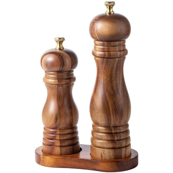 Elegant Acacia Wood Spice Grinders - Enhance Your Kitchen Aesthetics