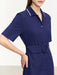 Elegant Minimalist Summer Dress with Belted Waist and Collar for the Contemporary Woman