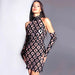 Glamorous Black Rhinestone-Embellished Halter Bodycon Mini Dress for Elegant Night Out