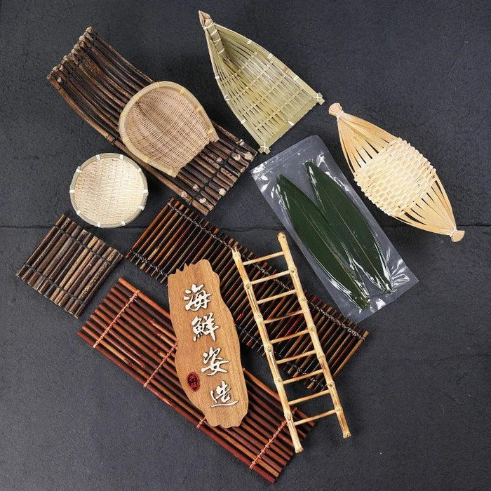 Sophisticated Bamboo Sushi Serving Set - Artistic Bento Tools and Deluxe Sashimi Platter