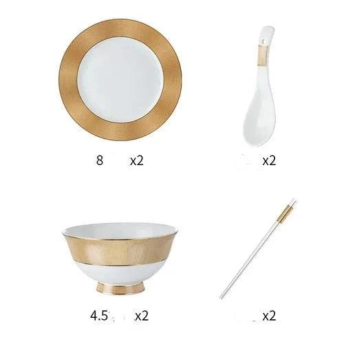 Elevate Your Dining Atmosphere with Luxurious Japanese Dinnerware Set and Gold Ceramic Utensils