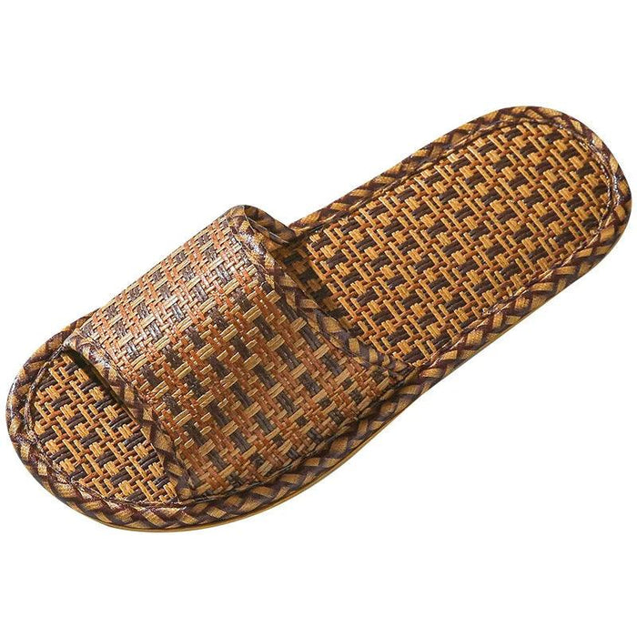 Unisex Comfortable Bamboo Woven Sandals - Non-Slip Rattan Grass Slippers for Spring and Summer