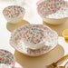 Charming Korean Ceramic Dining Set with Lid - Peach Designed Rice, Soup Bowls, and Elegant Pink Plate with Handle Bowl