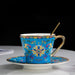 Imperial Elegance Enamel Porcelain Tea and Coffee Cup Set with Ornate Borders