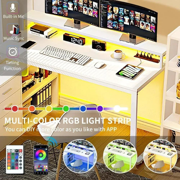 Innovative L-Shaped Office Desk with Smart LED Lighting, Ample Storage, and Built-in Charging Station