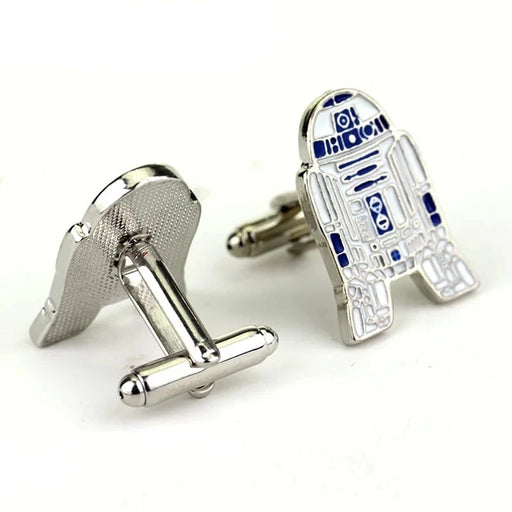 Elegant Star Wars R2-D2 Alloy Cufflinks - Stylish Movie Fan Adornments for All Genders