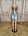 Glamorous Silver Sequin Mermaid Gown with Sultry Deep V Neck and High Side Slit