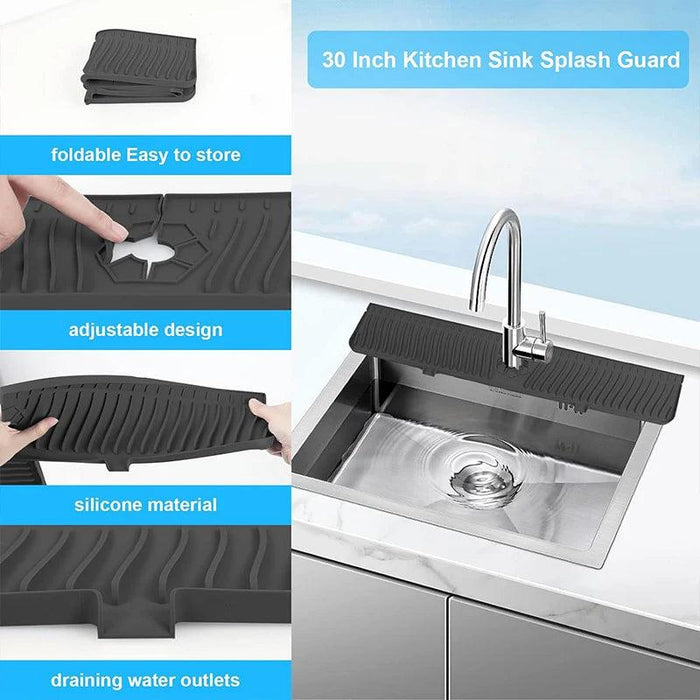 Versatile Silicone Splash Guard Mat with Drip Catcher for Kitchen and Bath