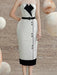 Elegant Strapless Jacquard Party Dress with Color Contrast Accents