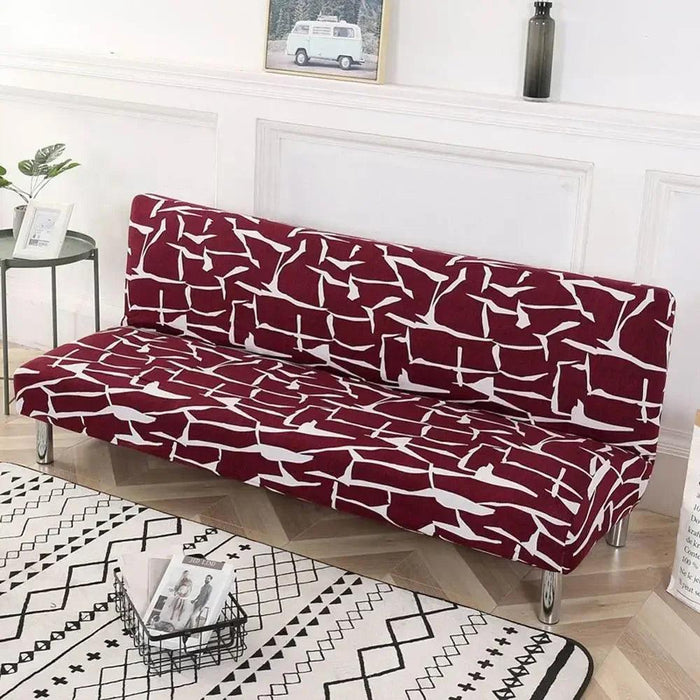 Elegant Stretch Slipcover for Futon Sofa with Stylish Print