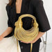 Lavish Gold Handcrafted Hobo Bag Set with Stylish Rope Accents