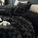 Luxury Black Plush Shaggy Bedding Set - 4 Piece Velvet Duvet Cover Collection