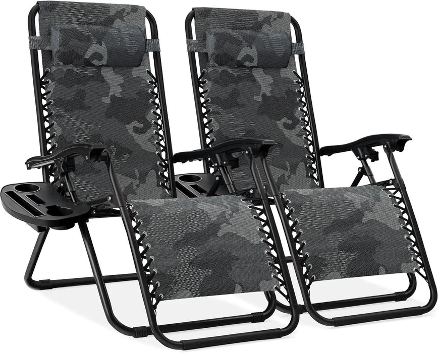 Luxury Zero Gravity Lounge Chairs Set with Accessories in Elegant Black