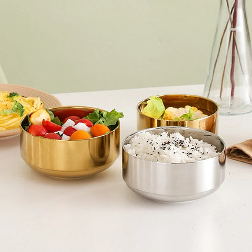 Chic Stainless Steel Double Layer Bowl - Versatile Korean Dining Essential