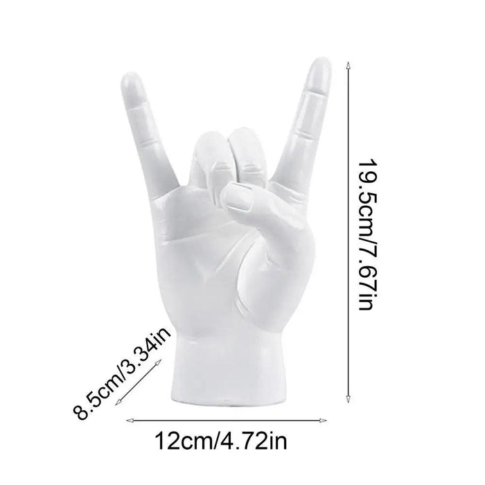 Rock and Roll Hand Gesture Sculpture for Dynamic Home Decoration