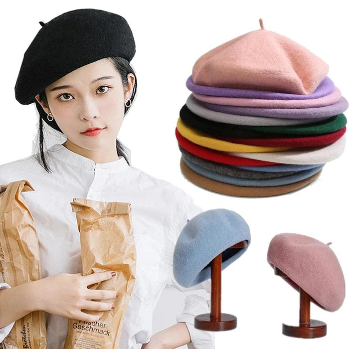 Elegant Wool Beret - Classic Winter Accessory for Women and Teens