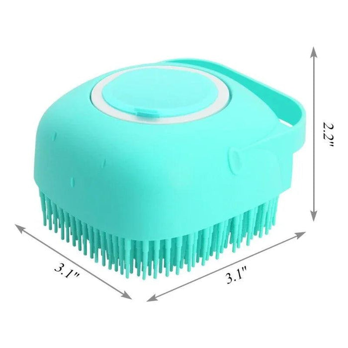 Silicone Pet Grooming Brush with Shampoo Dispenser - 2.7oz Capacity for Easy Bathing