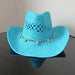 Lake Blue Western Cowboy Straw Hat Unisex with Adjustable Size