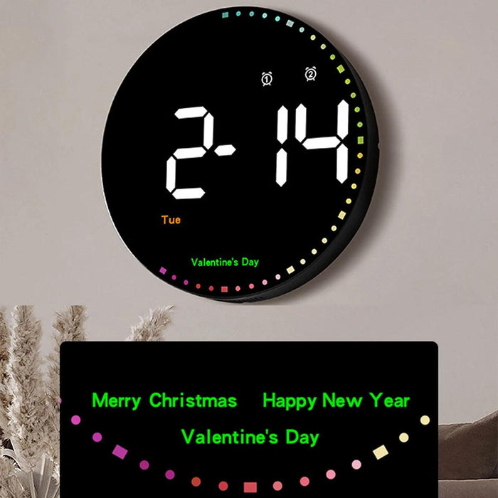 Stylish 10" or 12" Digital LED Wall Clock with Dual Alarms, Temperature Display, and Calendar for Modern Home Decor