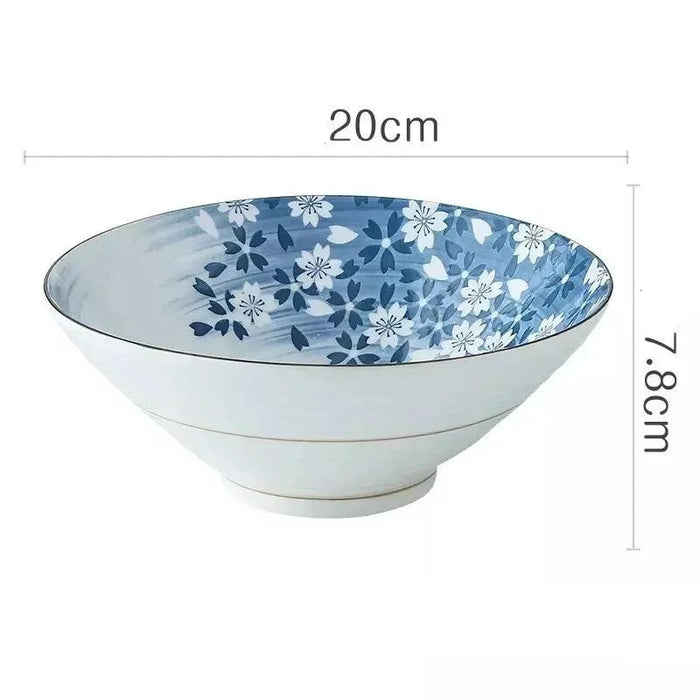 Elegant Horn-Shaped Japanese Ceramic Bowl for Ramen and Soups - 8 Inch