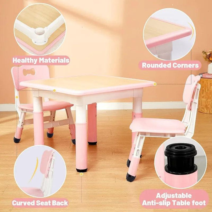 Versatile Activity Table and Chair Set for Kids with 2 Adjustable Chairs - Ideal Creative Space for Ages 3-8